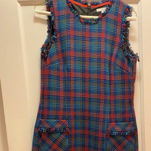 Knee length Boden dress red blue w/ fringe NWT 6L
